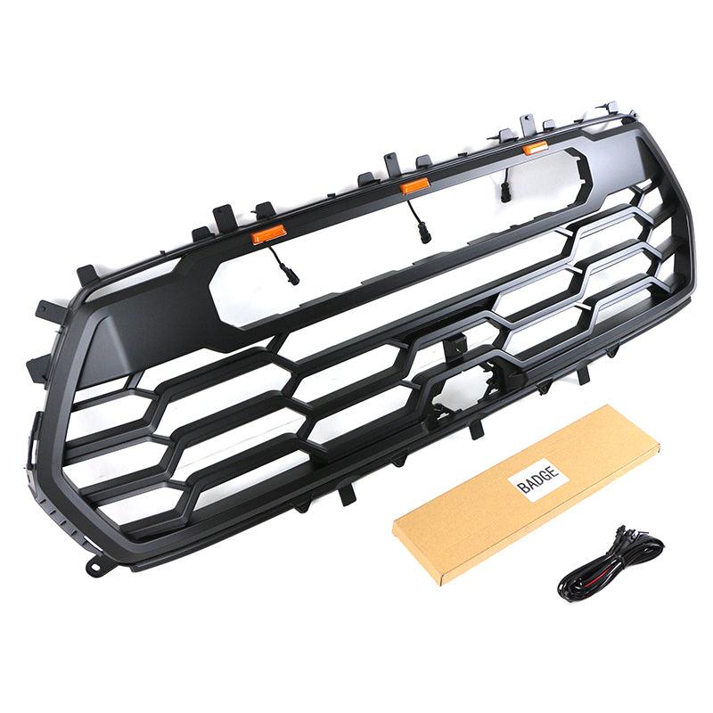 TRD Pro Aftermarket Front Grille Repalcement For 2022+Toyota Sequoia With Light Bar & Letters Matte Black - Goodmatchup