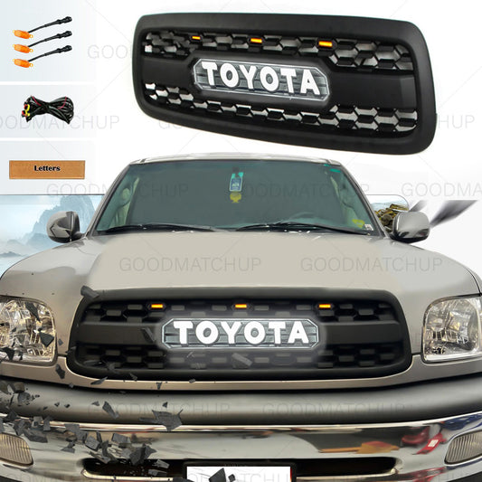 Goodmatchup Front Grill With Led Illuminated Letters For 1st Gen 2000 2001 2002 Toyota Tundra TRD Pro Grill