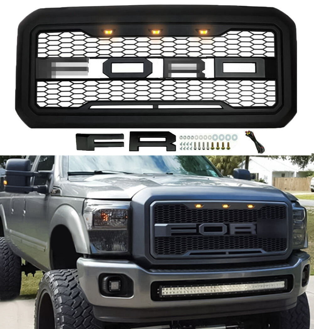 Grille For 2011 2012 2013 2014 2015 2016 Ford F250 F350 Super Duty Raptor Style Grill  Matte Black