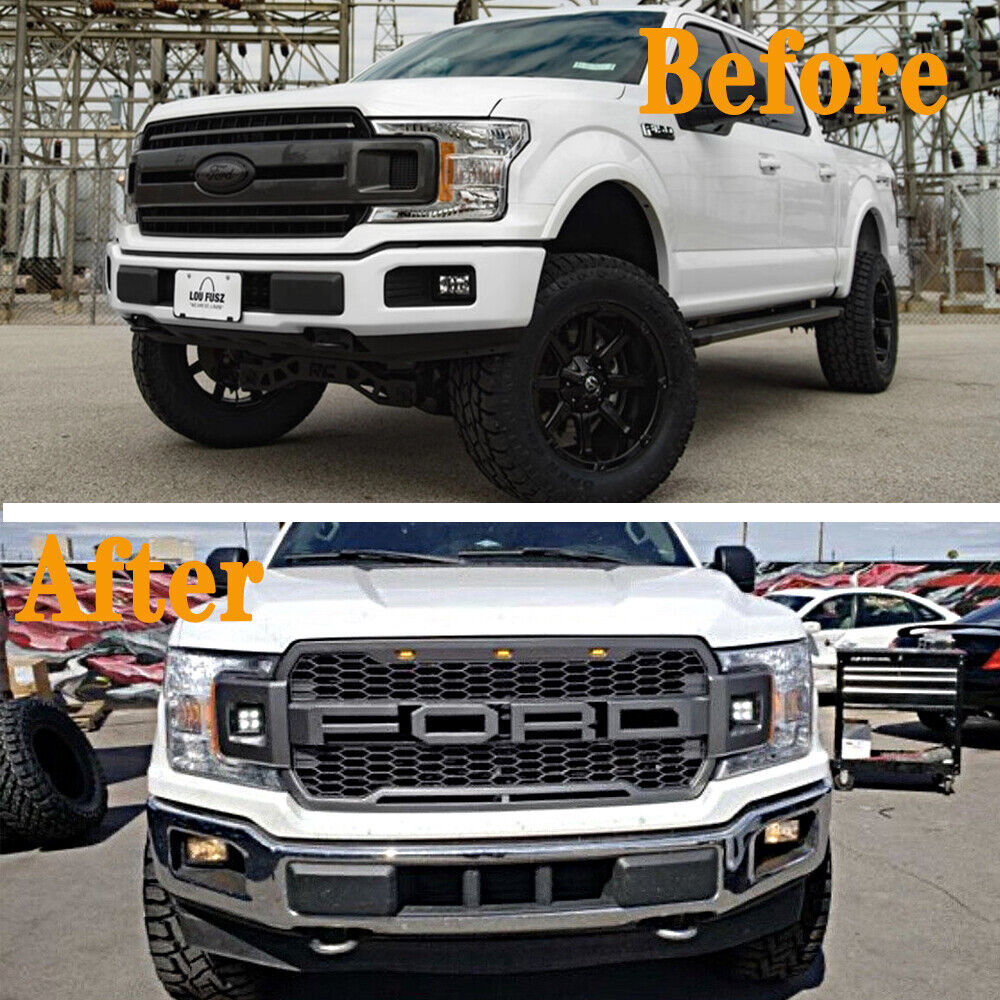 Raptor Style Front Grill For 2018 2019 2020 Ford F150 Replacement W/Side Lights