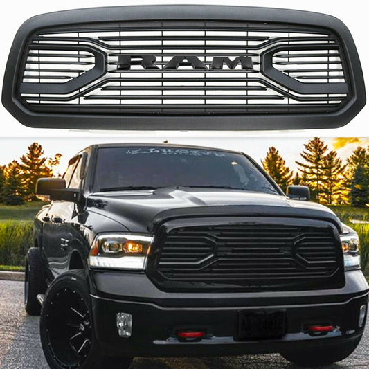 Goodmatchup Grille For 2013 2014 2015 2016 2017 2018 Dodge Ram 1500 Grill Horizontal Billet Grille With Letters Matte Black