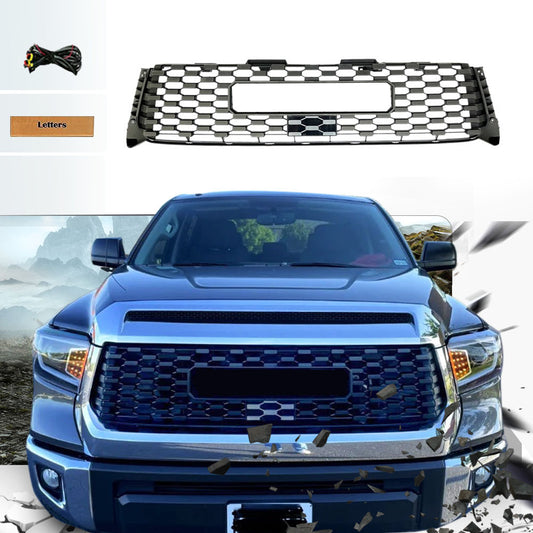 Goodmatchup Front Grille Fits For 2018 2019 2020 2021 Toyota Tundra TRD Pro Black Grille With Toyota Letters