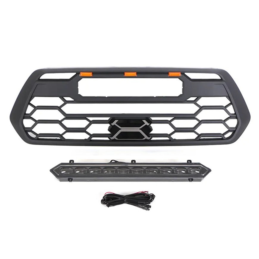 Front Grille For 2016 2017 2018 2019 2020 2021 2022 2023 2024 Toyota Tacoma Trd Pro Grill Replacement W/Letters&Light Bar