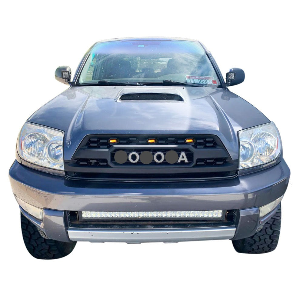 Front Grille For 4th Gen 2003 2004 2005 Toyota 4Runner Trd Pro Grill Replacement With Raptor Lights  Black