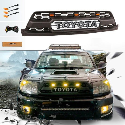 Goodmatchup Front Grille For 4th Gen 2003 2004 2005 Toyota 4Runner Trd Pro Grill Replacement With Raptor Lights  Black