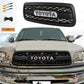 Goodmatchup Front Gril For 1st Gen 2000 2001 2002 Toyota Tundra TRD Pro Grill With Amber Lights and Letters Matte Black