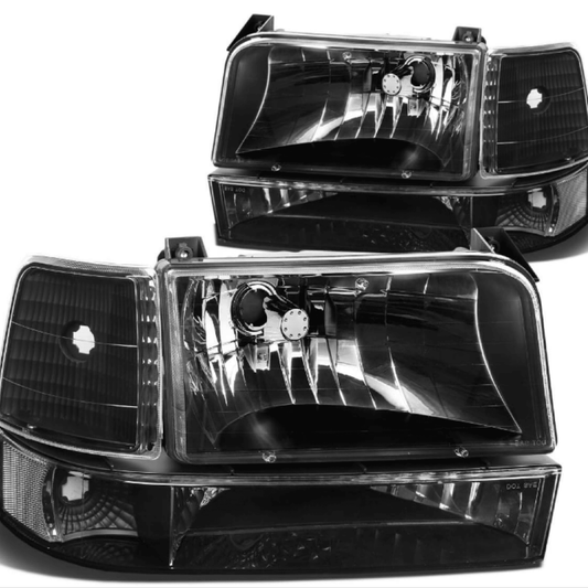 Black Housing Headlight Replacement Compatible with 92-96 F150 F250 F350/Bronco - Goodmatchup