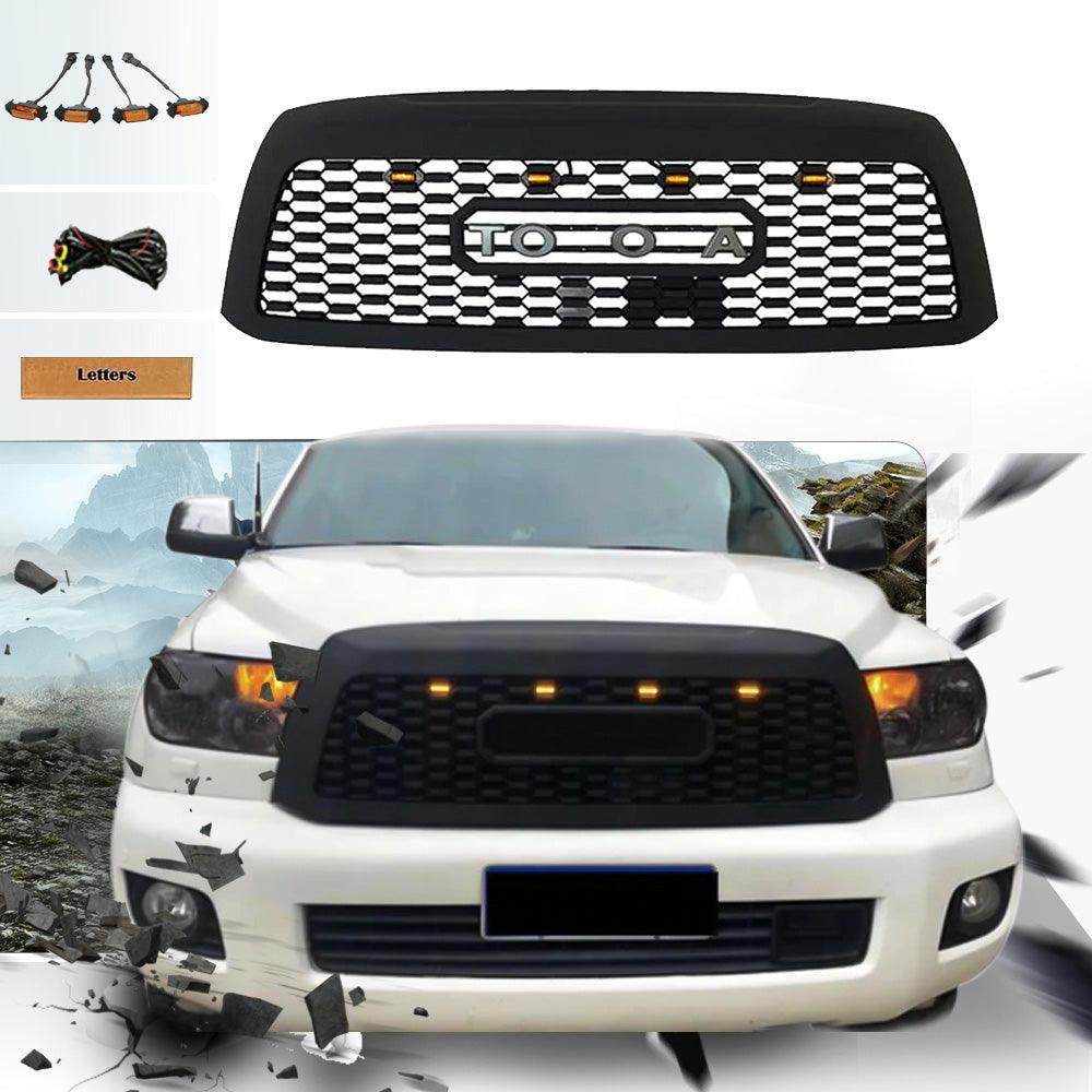 Black TRD PRO Front Grille For Toyota Sequoia 2010 2011 2012 2013 2014 2015 2016 2017 2018 W/letters W/lights - Goodmatchup