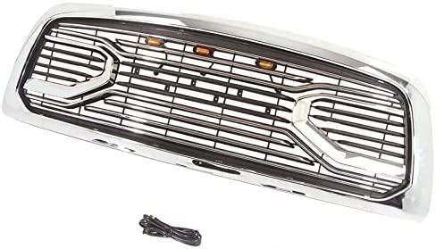 Chrome Front Grille Fits For 2013 2014 2015 2016 2017 2018 Dodge RAM 2500 3500 Big Horn Style With Letters W/LED Lights - Goodmatchup