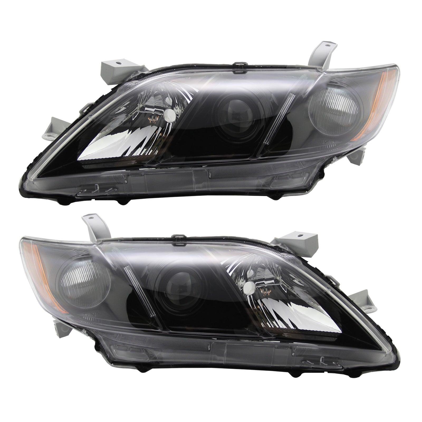 For 2007 2008 2009 Toyota Camry Halogen Black Headlight Set Left+Right - Goodmatchup