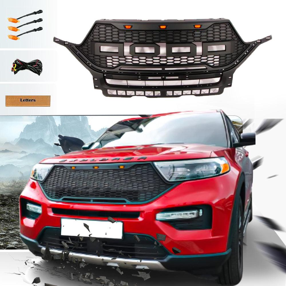 Front Bumper Grill For 2019 2020 2021 Ford Explorer Raptor Style Black ...
