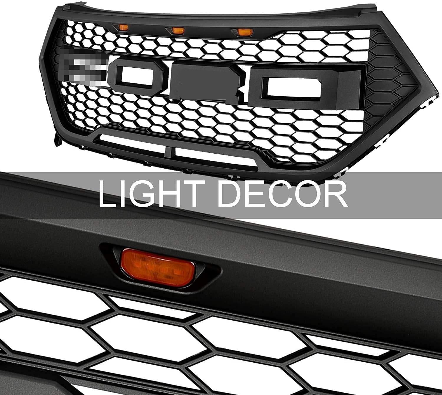 Front Bumper Grille For 2016 2017 2018 Ford Edge W/ Lights & Letters Matte Black - Goodmatchup