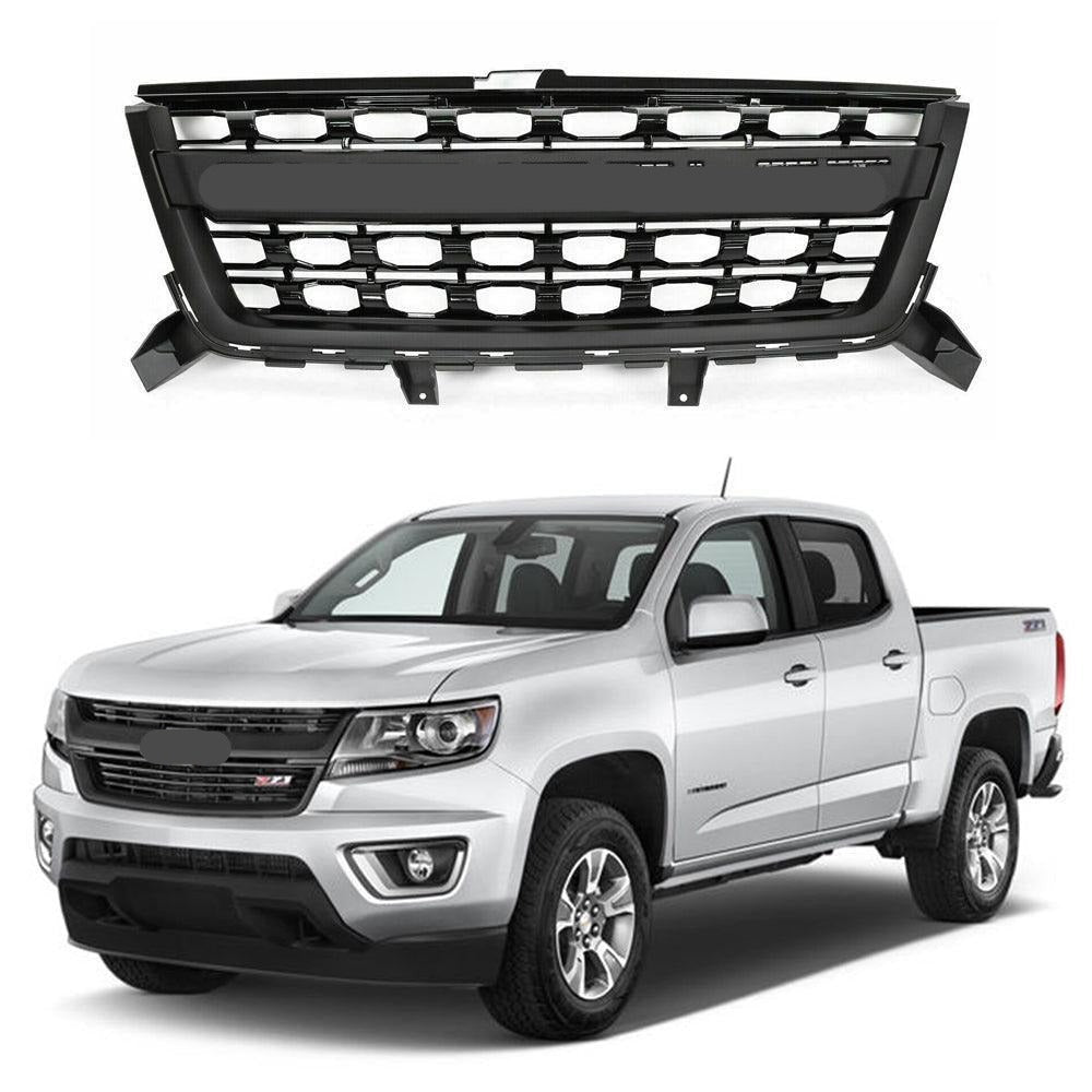 Front Grill For 2015 2016 2017 2018 2019 2020 Chevy Colorado Aftermarket W/Chevrolet Script Matte Black - Goodmatchup