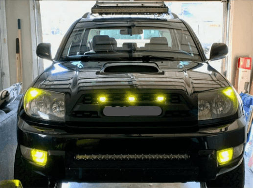 Front Grill For 4th Gen 2003 2004 2005 Toyota 4Runner Trd Pro Grill Replacement With Raptor Lights Black - Goodmatchup