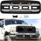 Front Grille For 2005 2006 2007 Ford f250 f350 Super Duty Raptor Style Grill W/LED Lights & Letters Matte Black - Goodmatchup