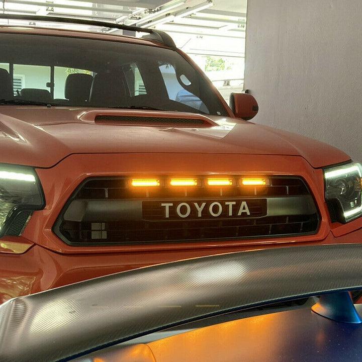 Front Grille For 2012 2013 2014 2015 Toyota Tacoma TRD Pro Grill With Amber Lights Matte Black - Goodmatchup