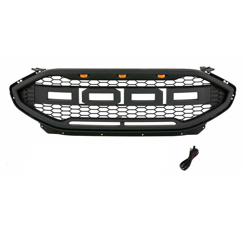 Front Grille For Ford EDGE 2019 2020 2021 W/ Letters & Lights Matte Black - Goodmatchup