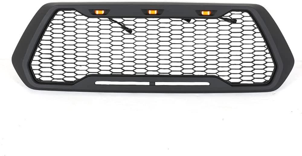 Front Mesh Grille Black For Toyota Tacoma 2016 2017 2018 2019 2020 With 3 Amber DRL LED Lights - Goodmatchup