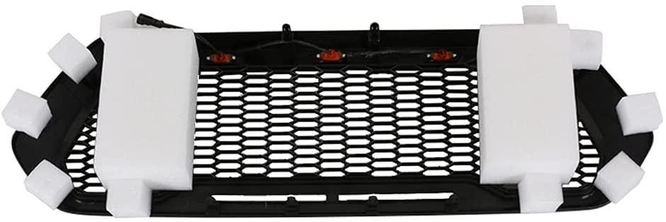 Front Mesh Grille Black For Toyota Tacoma 2016 2017 2018 2019 2020 With 3 Amber DRL LED Lights - Goodmatchup