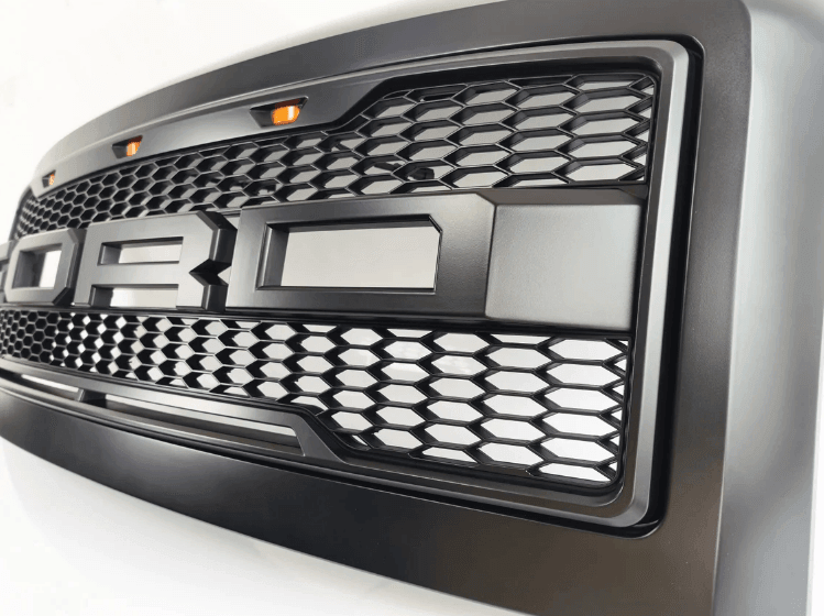 Grill For 2008 2009 2010 Ford F250 F350 F450 Raptor Grill Matte Black W/E Lights With Letters - Goodmatchup