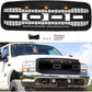 Grille For 2005 2006 2007 Ford f250 f350 Raptor Grill W/LED Lights & Letters Mattle Black - Goodmatchup