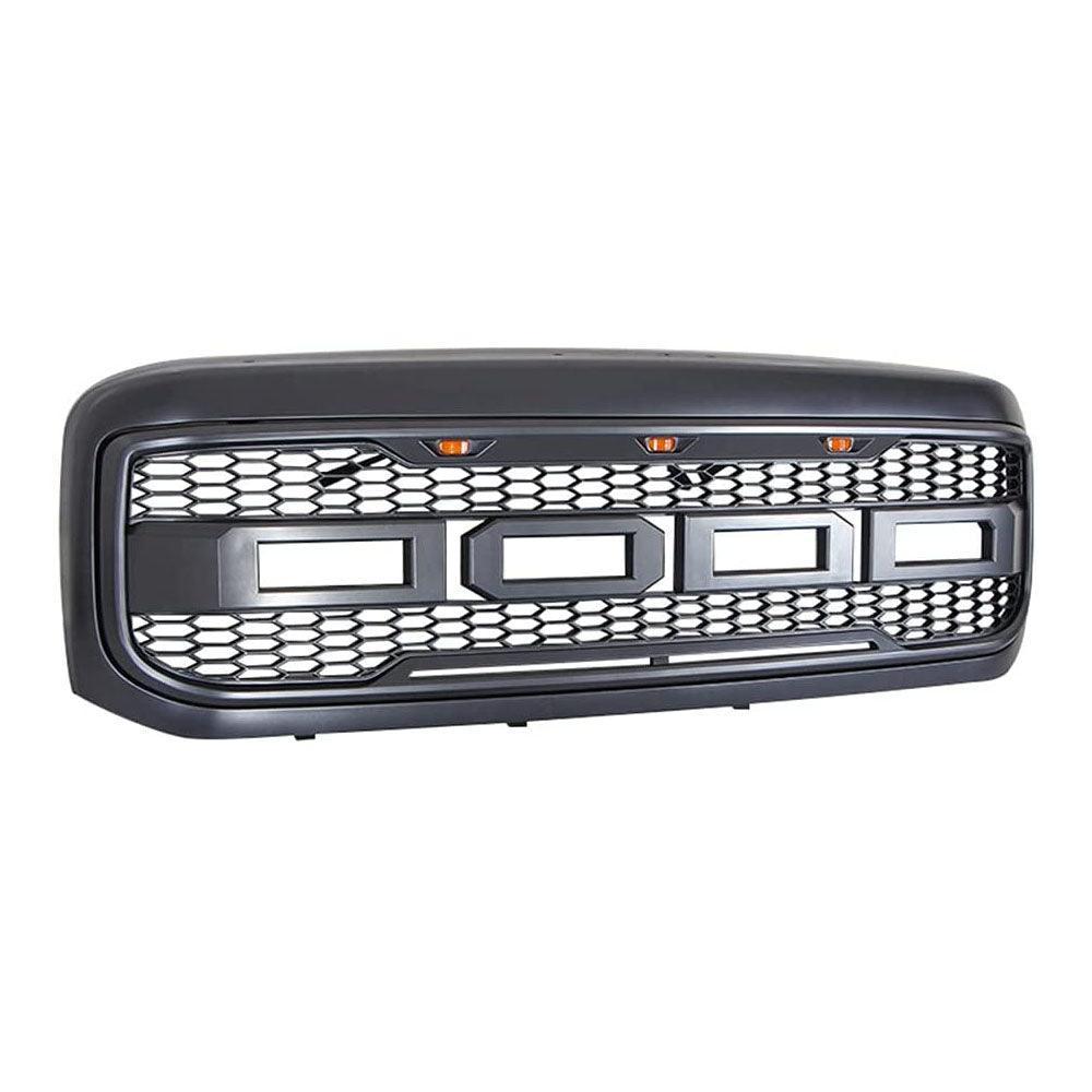 Grille For 2005 2006 2007 Ford f250 f350 Raptor Grill W/LED Lights & Letters Mattle Black - Goodmatchup