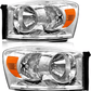 Headlight for 2006 2007 2008 Dodge RAM 1500/2500/3500 Chrome Replacement Driver and Passenger side - Goodmatchup