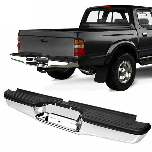 NEW Chrome - Complete Rear Steel Bumper Assembly For 1995 1996 1997 1998 1999 2000 2001 2002 2003 2004 Toyota Tacoma - Goodmatchup