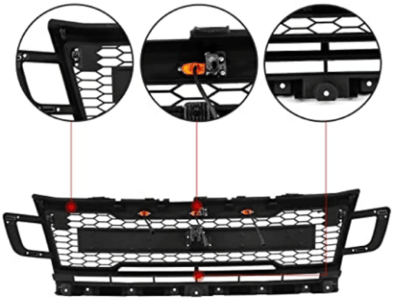 Raptor Style Black Front Grill For 2018 2019 2020 2021 Ford Expedition W/Letters & LED Lights - Goodmatchup