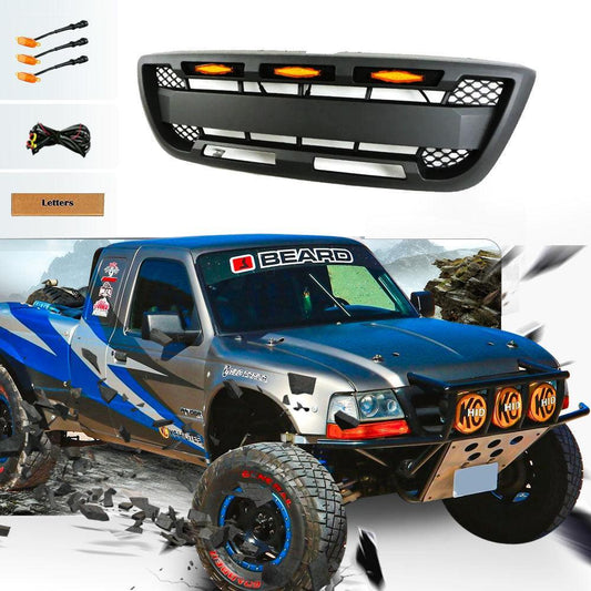 Raptor Style Front Grill For 1998 1999 2000 Ford Ranger With Letters & Lights - Goodmatchup