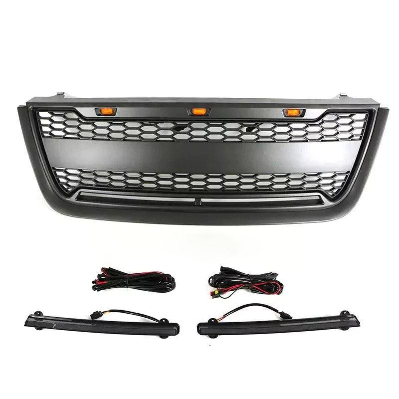 Raptor Style Front Grill For 2003 2004 2005 2006 Ford Expedition W/Lights & Letters Matte Black - Goodmatchup