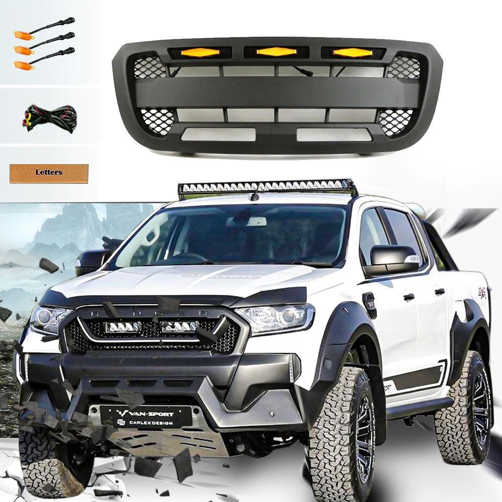 Raptor Style Front Grill For 2004 2005 2006 2007 2008 2009 2010 2011 Ford Ranger With Letters & Lights - Goodmatchup