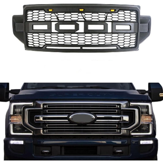 Raptor Style Grille Fits for 2021-2022 F250 F350 F450 Super Duty Matte Black With Letters - Goodmatchup