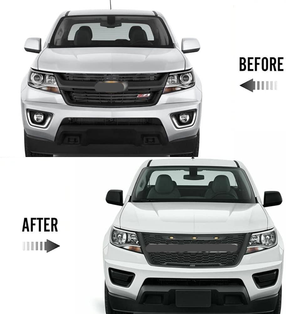 Raptor Style Grille For 2016 2017 2018 2019 2020 Chevrolet Colorado with Letters and LED Lights Black - Goodmatchup