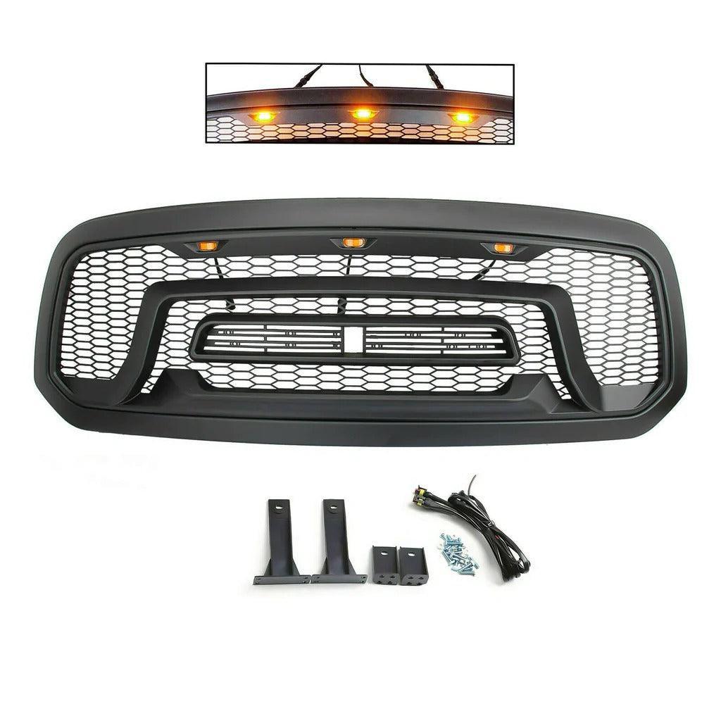 Rebel Grill For 2013-2018 Dodge Ram Power Wagon Grill 1500 W/LED Lights&Letters Black - Goodmatchup