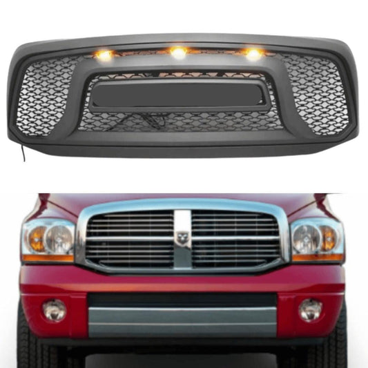 Rebel Style Front Grill For 2006 2007 2008 Dodge Ram1500 Power Wagon Grill With Letters& Lights Black - Goodmatchup