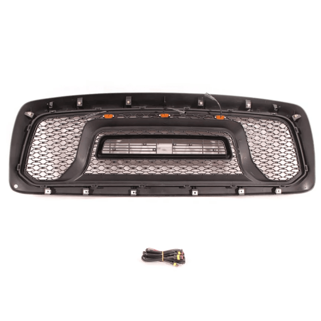 Rebel Style Front Grille For 2002 2003 2004 2005 Dodge Ram 1500 Power Wagon Grill Replacement With Letters And Amber LED Lights Black - Goodmatchup