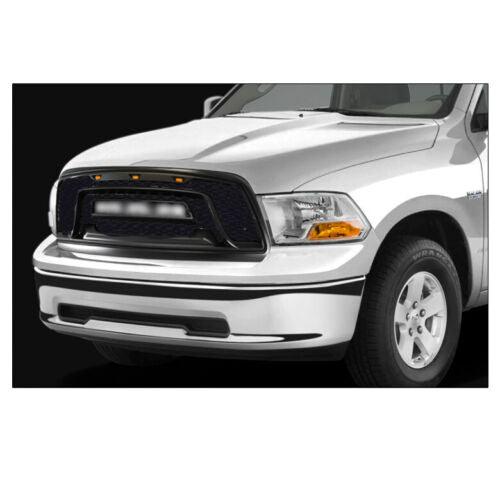 Rebel Style Front Grille for 2009-2013 Dodge Ram 1500 With 3 LED Lights and Letters Black - Goodmatchup