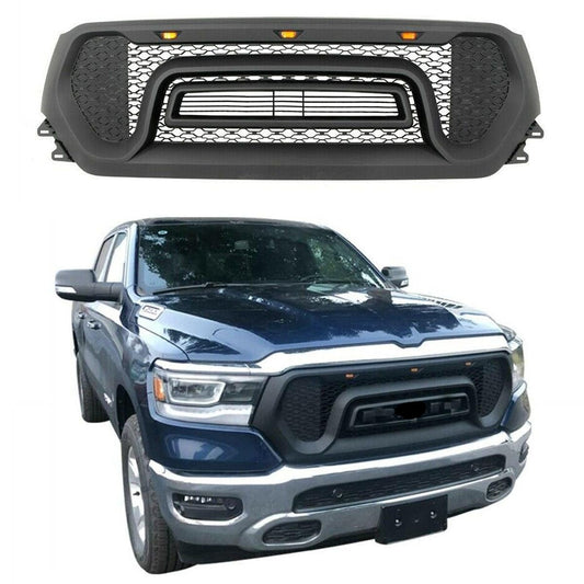 Rebel Style Grille Fits For 2019 2020 2021 Dodge Ram1500 2500 Power Wagon W/LED&Letters Black - Goodmatchup