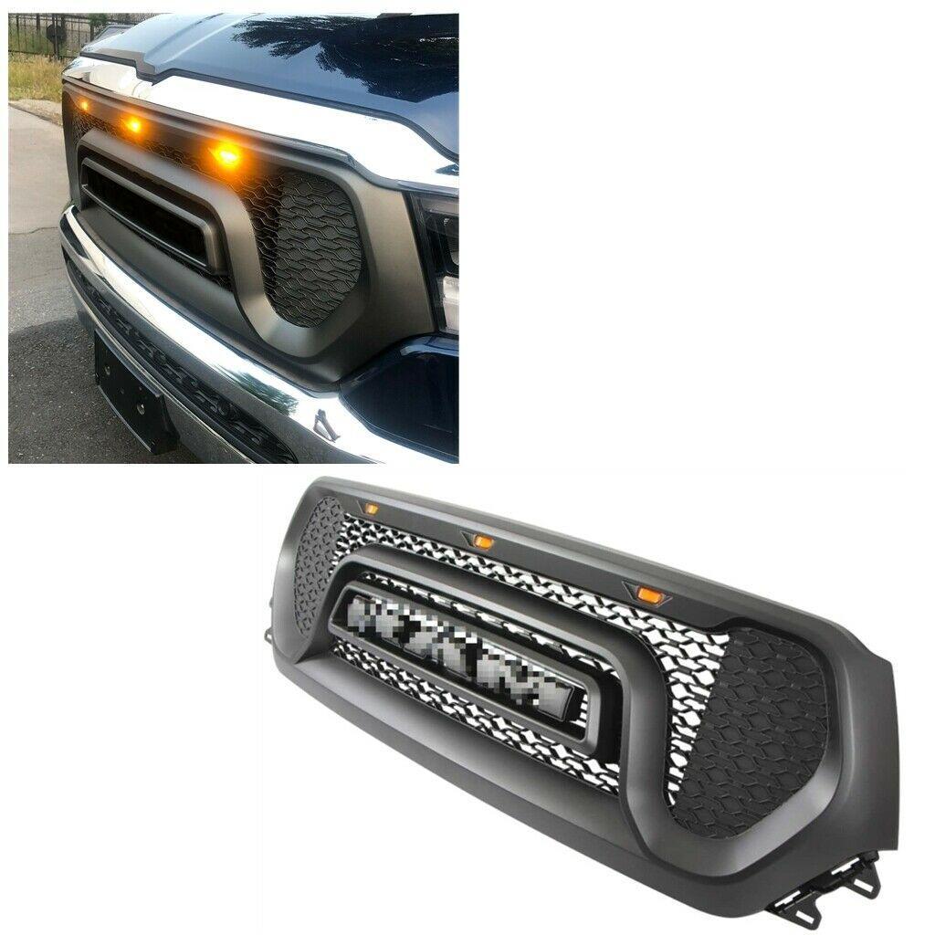 Rebel Style Grille Fits For 2019 2020 2021 Dodge Ram1500 2500 Power Wagon W/LED&Letters Black - Goodmatchup