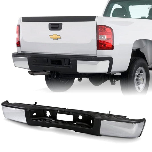Steel Complete Chrome Rear Bumper For 2007 2008 2009 2010 2011 2012 2013 Chevy Silverado Gmc Sierra 1500 (Fits: Silverado 1500) Without Hole - Goodmatchup